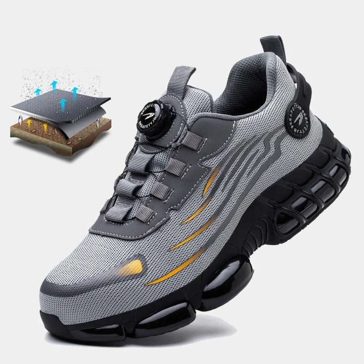 Sunland Button Closure Lightweight Safety Shoes Comfortable Slip Resistant Puncture Proof Work Sneakers Steel Toe Safety Shoes