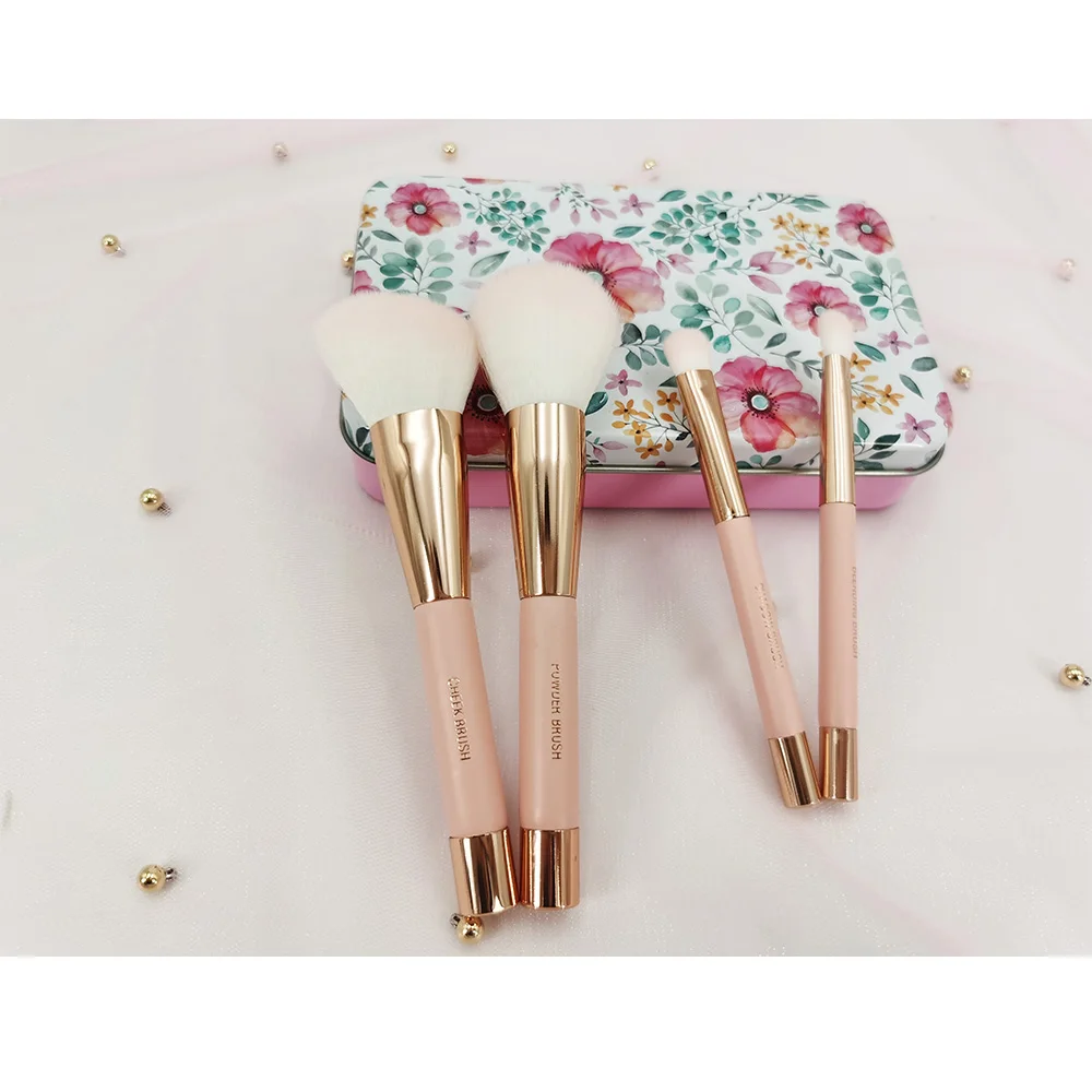 4 шт./кор. МАГНИТ ручка металлический корпус упаковка, подарок для девушек и женщин, Путешествия красоты лица инструмент профессиональные косметические кисти для макияжа Набор