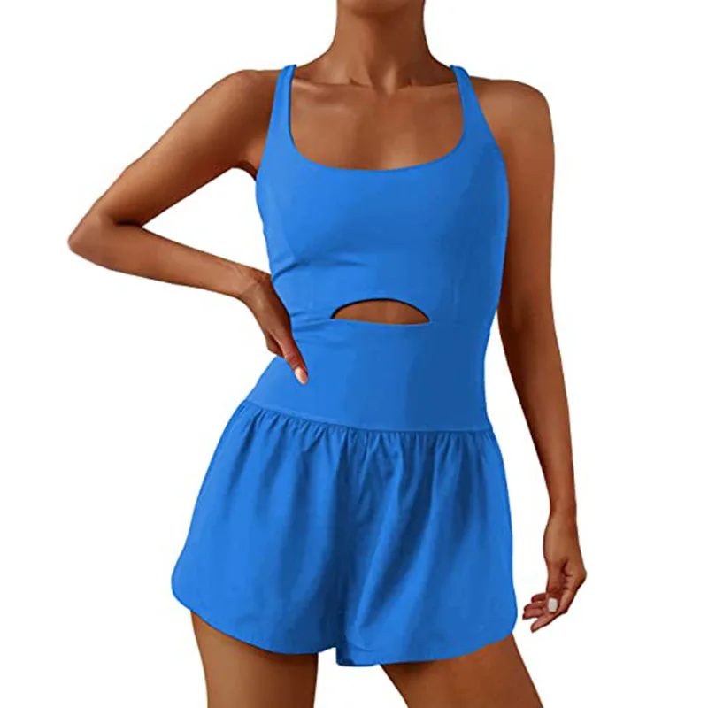 Yoga Shorts Hollow Cross Beautiful Back Loose Comfortable Fitness Clothing Backless playsuits Jumpsuit