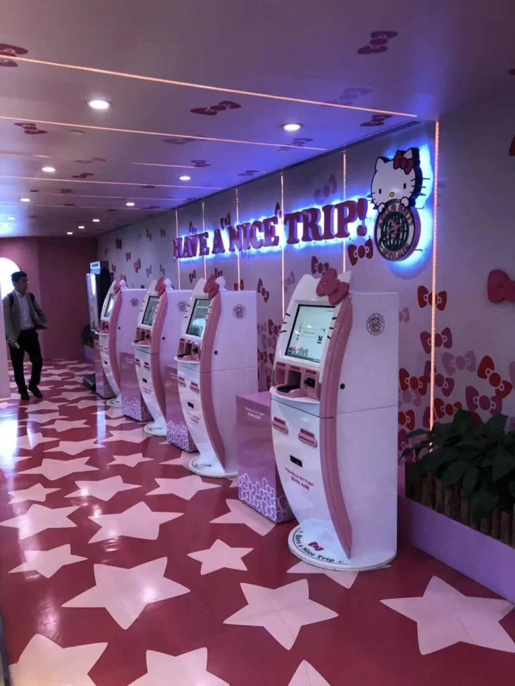 self service terminal Parking lot ticket printer Self check out  Touch monitor card reader scanner Advertisement screen kiosk