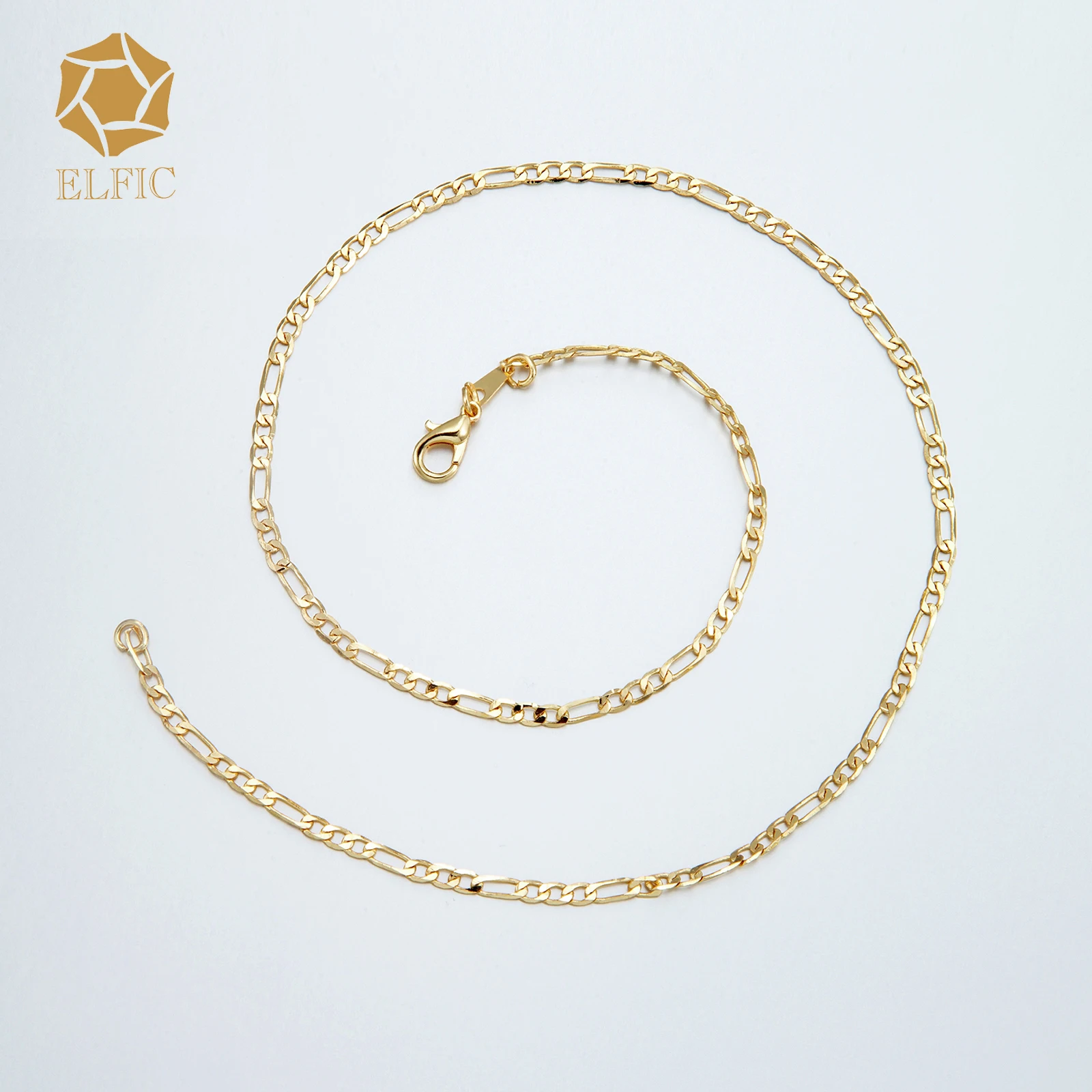 Elfic 14k позолоченная цепь для мужчин 3:1 плетеная цепочка Ожерелье Подвески ожерелья cadena de oro