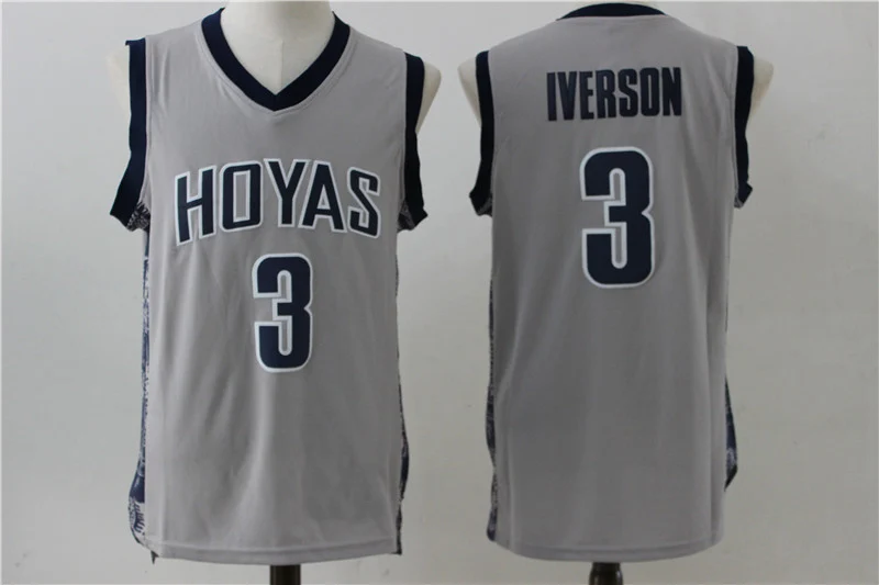 
Iverson black and white basketball jerseys, Iverson No. 3 Hoyas jerseys, Iverson Georgetown University basketball jerseys 