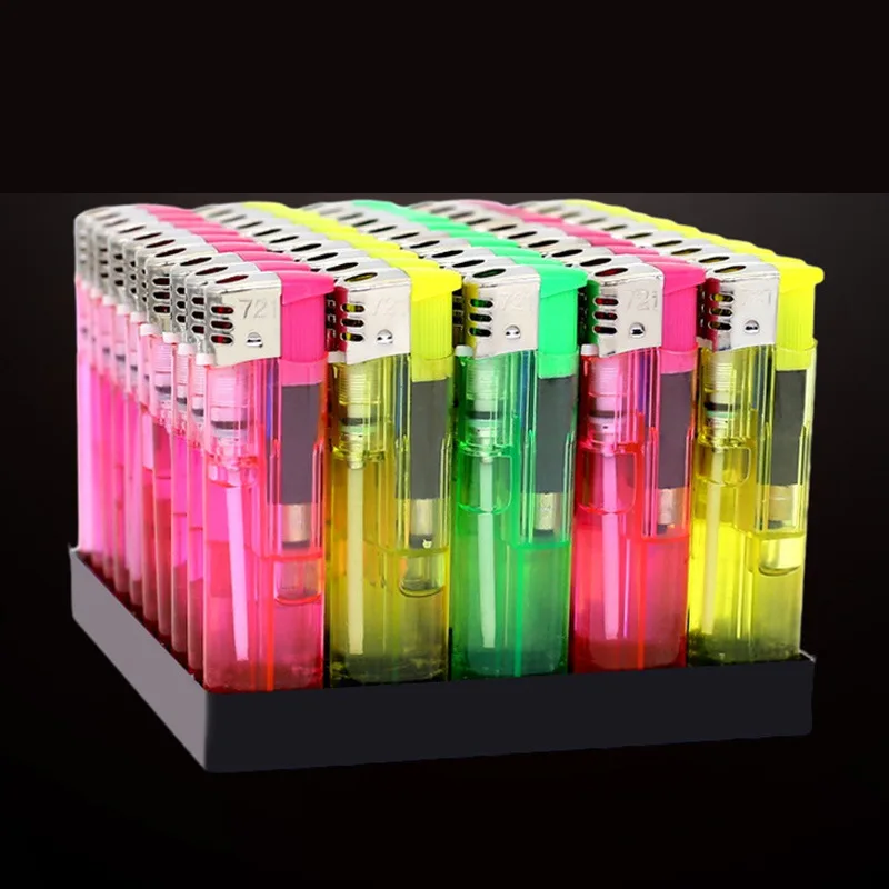 Disposable lighter wholesale 721 transparent plastic electronic supermarket household 50 a box of ordinary fire lighter