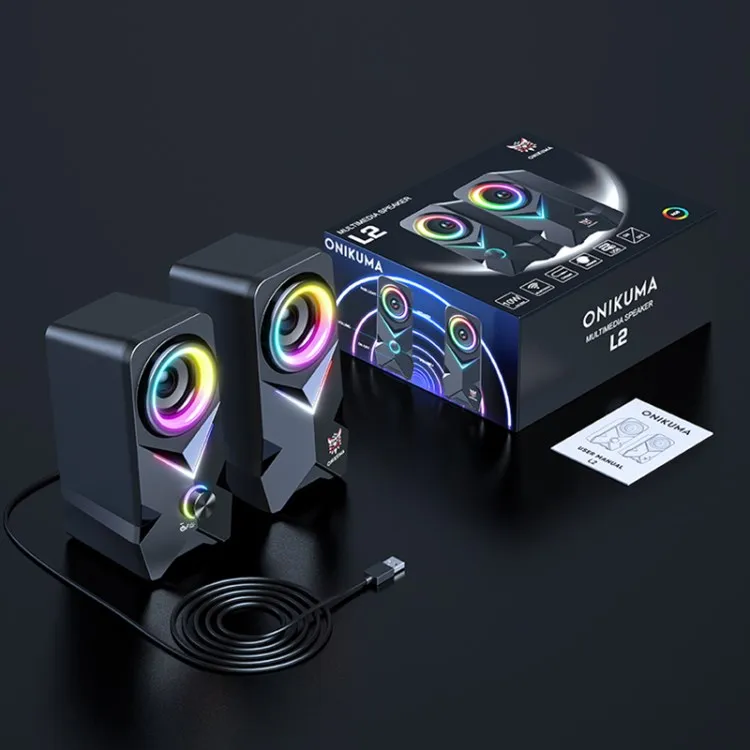 ONIKUMA L2 2Pcs Set Bluetooth Speaker RGB Colorful Light HiFi Audio Wireless Subwoofer