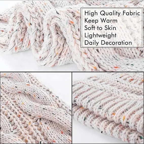 Wholesale High Quality Women Thick Cable Knitted Custom Circle Loop Infinity Soft Warm Beanie Hat Cable Knit Hat