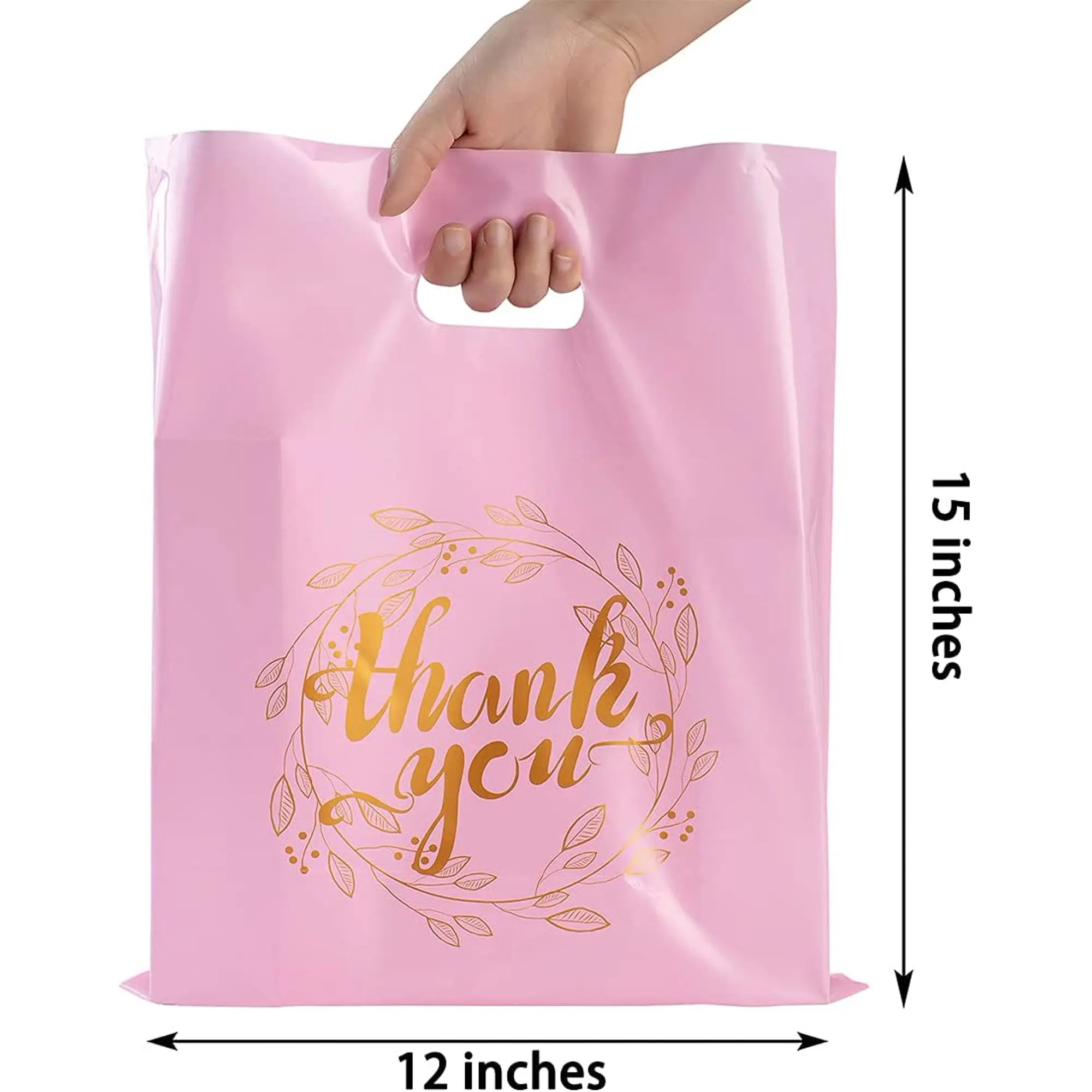 Hot Selling Cheap Custom Logo Printed Reusable Foldable Handle Pink Shopping Mailing Bags Die Cut Plastic Carry Bag