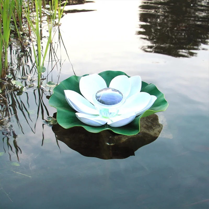 Outdoor waterproof solar garden lamp new Lotus Flower Pond Lantern Light Color Changing Floating LED Flower Light