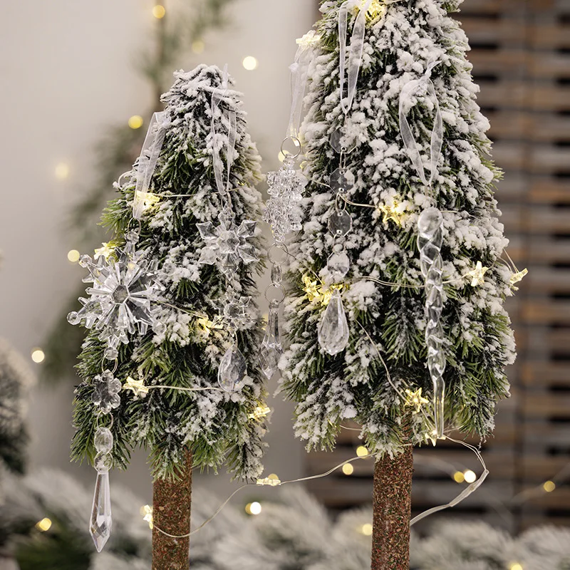 5 PCS Ice Strip Transparent Ice Edge Acrylic Clear Snowflake Christmas Tree Pendants