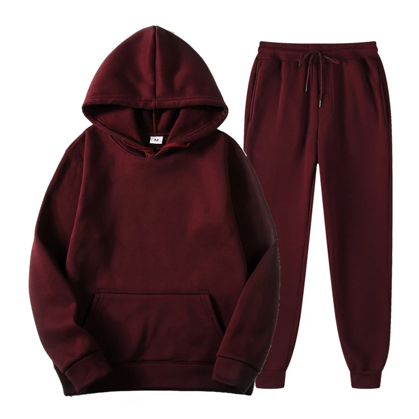 Cheap Custom Unisex Sweatpants and Hoodie Set Hip Hop Casual Tracksuit New Jackets+Pants Two Piece Sets