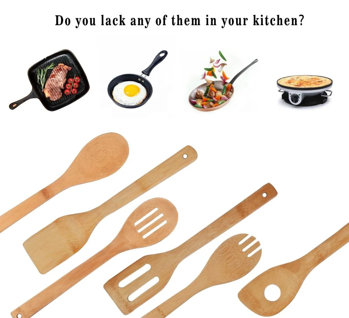 In 2023, Hot sells mildew-resistant kitchen A six-piece accessories bamboo kitchen utensils with a holder