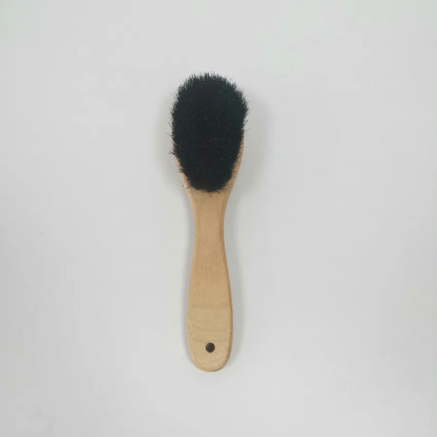 High quality wooden horsehair suit coat clothes brush long handle lint remover cleaning brush for hat clothes