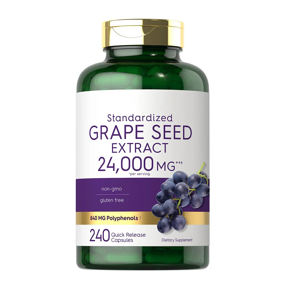 Radiation Protection Grape Seed Extract Equivalent 240 Capsules Maximum Strength Standardized Extract Non-GMO Gluten Free