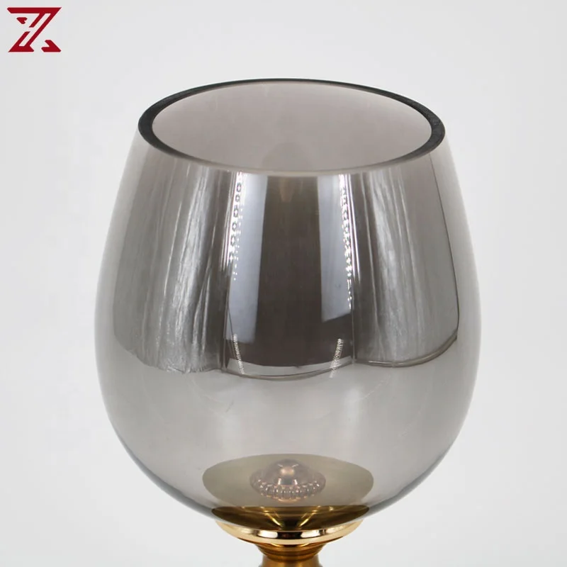Nordic modern mini small metal base glass flower vase high quality centrepiece cup shape vase