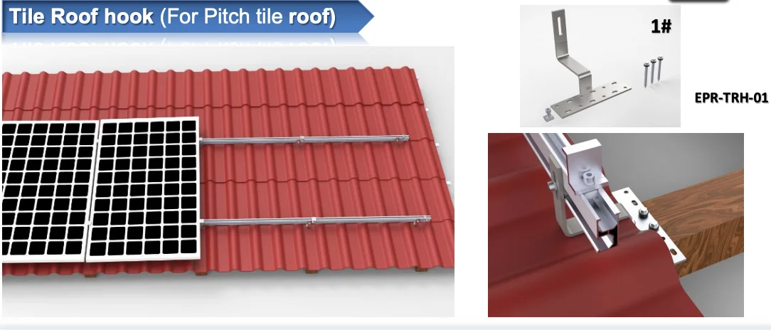Solar Roof Mounting System Bracket Anodized T-Bolt Anchor Strut Channel Hook for Roof Bracket and Rail