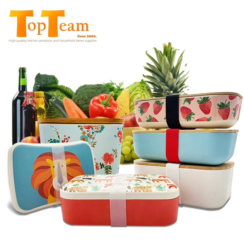 Bamboo Fiber Melamine Eco-friendly Take Away Food Containers Food Meal Prep Storage Container with Lid