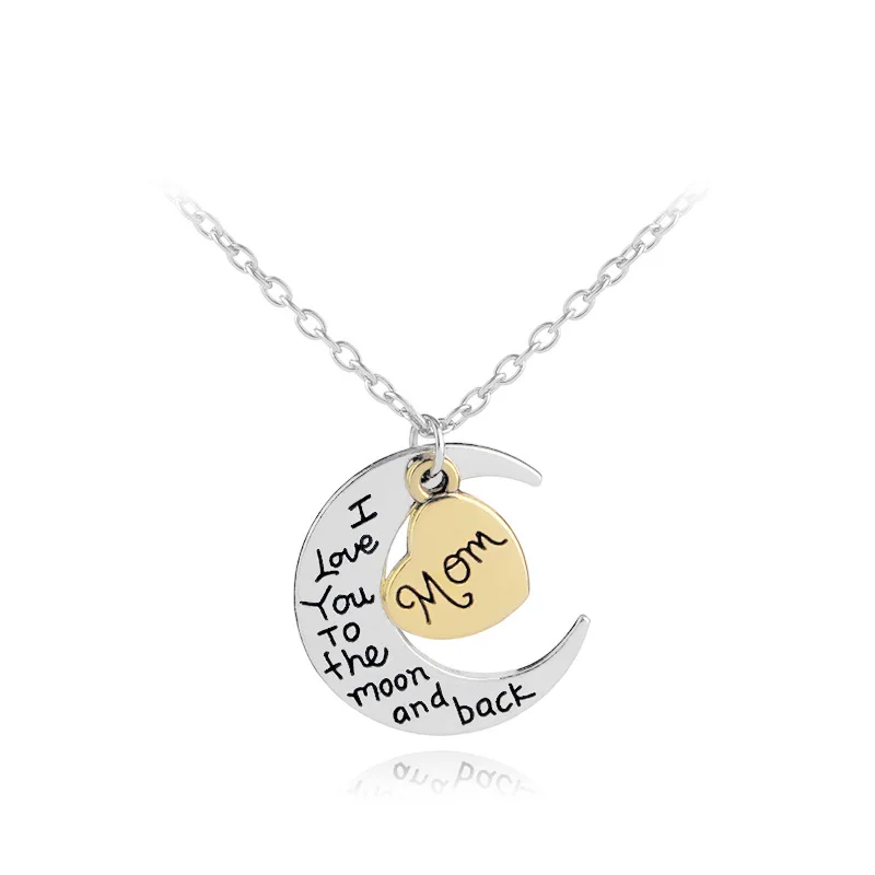 I Love You To The Moon and back pendant necklace Mom dad Aunt Uncle Son Daughter Family Member Necklace