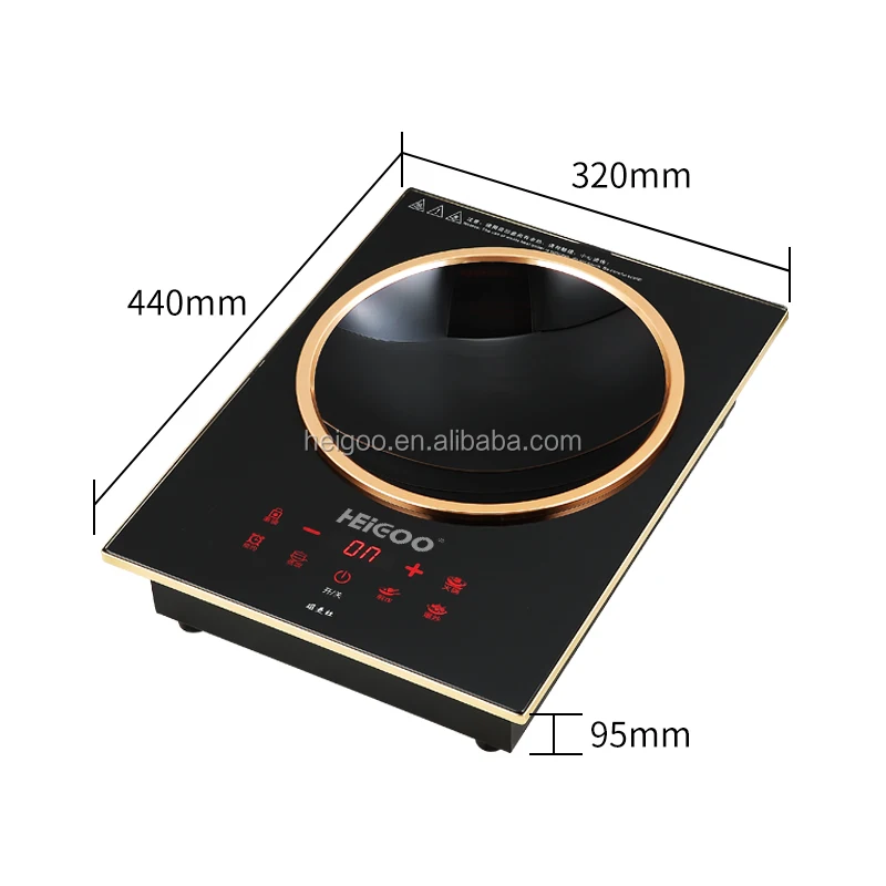 Single burner built in and portable concave electric induction cooker 2500W with glass ceramic plate