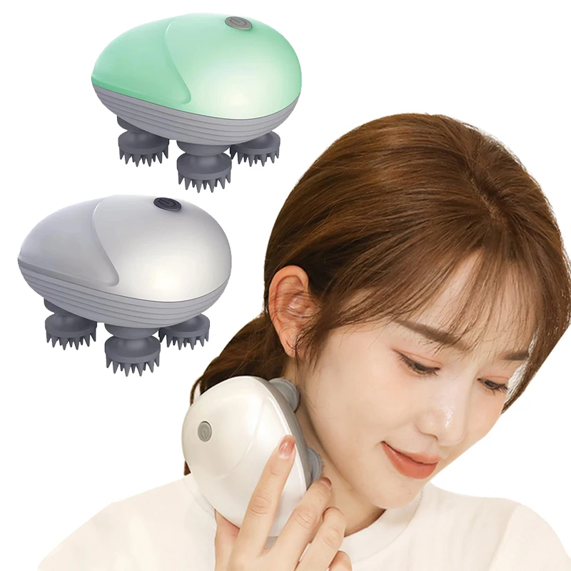 New Portable Mini Ipx7 Waterproof Wireless Vibrating Hair Led Electronic Head Scalp Massage Electric Devices For Stress Relief