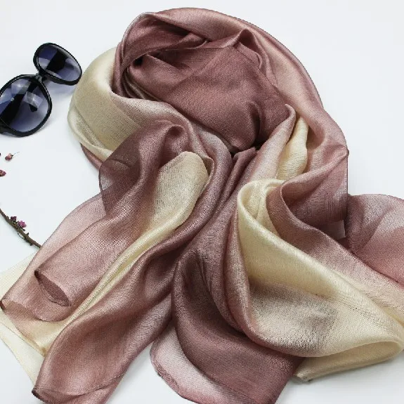 HEFT BOOOGE New Arrival Gradient Colors Silk Blend Long Scarf and Shawl for Women