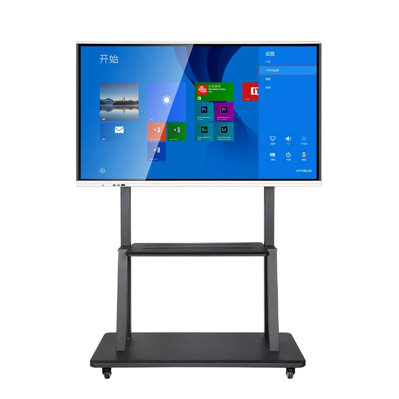 School  Flat Panel Smart Interactive Touchscreen Whiteboard Push Pull Mobile Stand  For Education