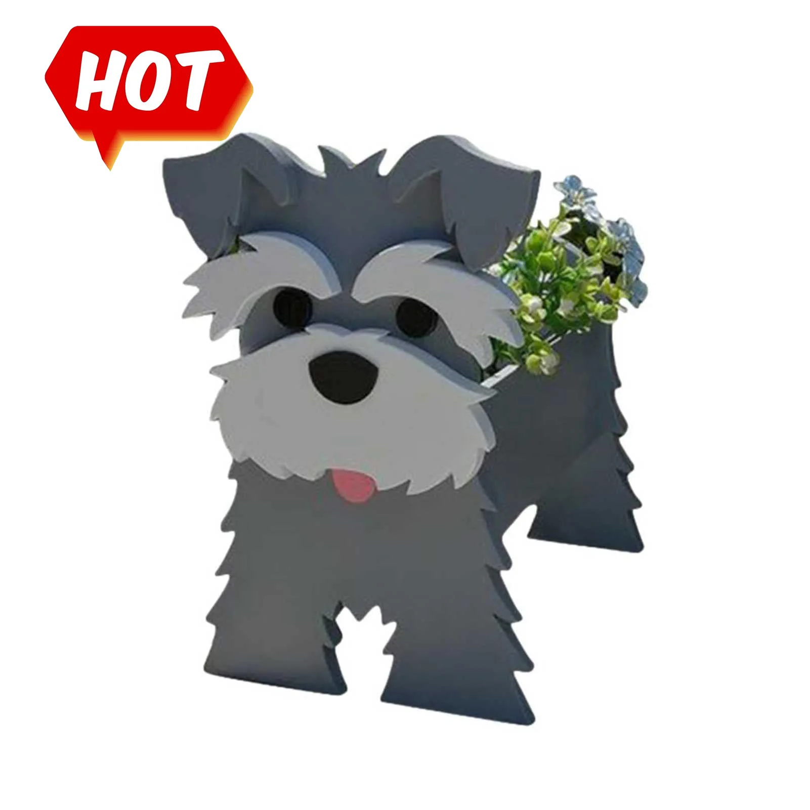 D21 Schnauzer Dog-planter Animal Shaped Cartoon Cute Garden Plants Storage Container Flower Pot dog planter pot