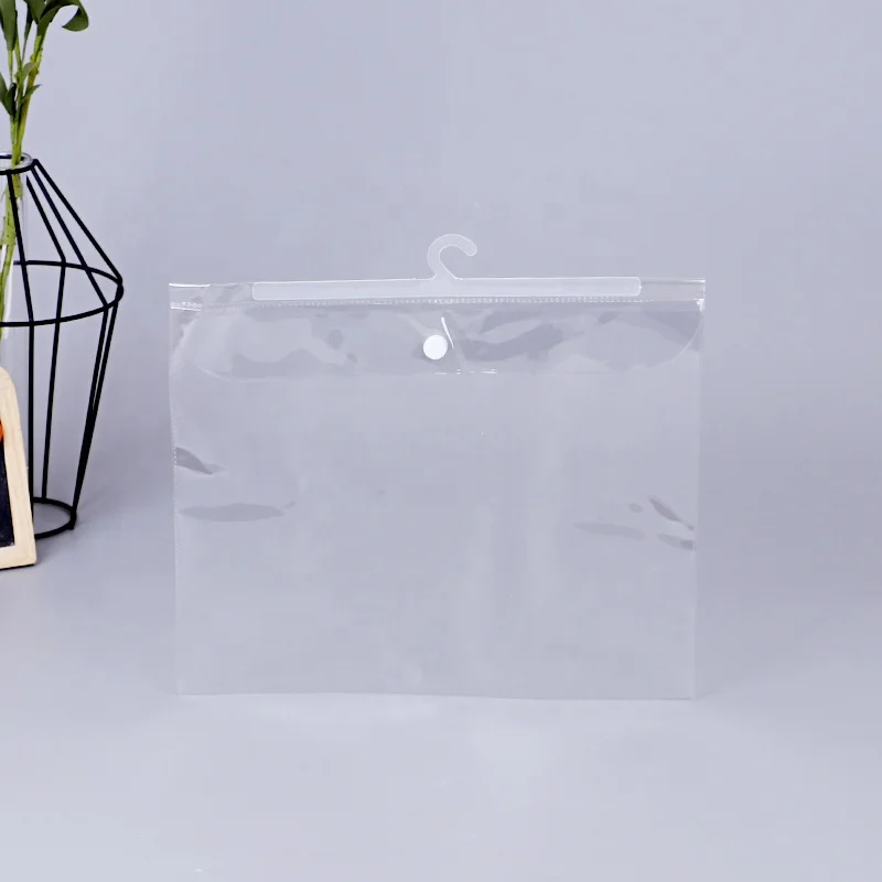Clear plastic pvc hanger hook hanging plastic zipper bags for underwear