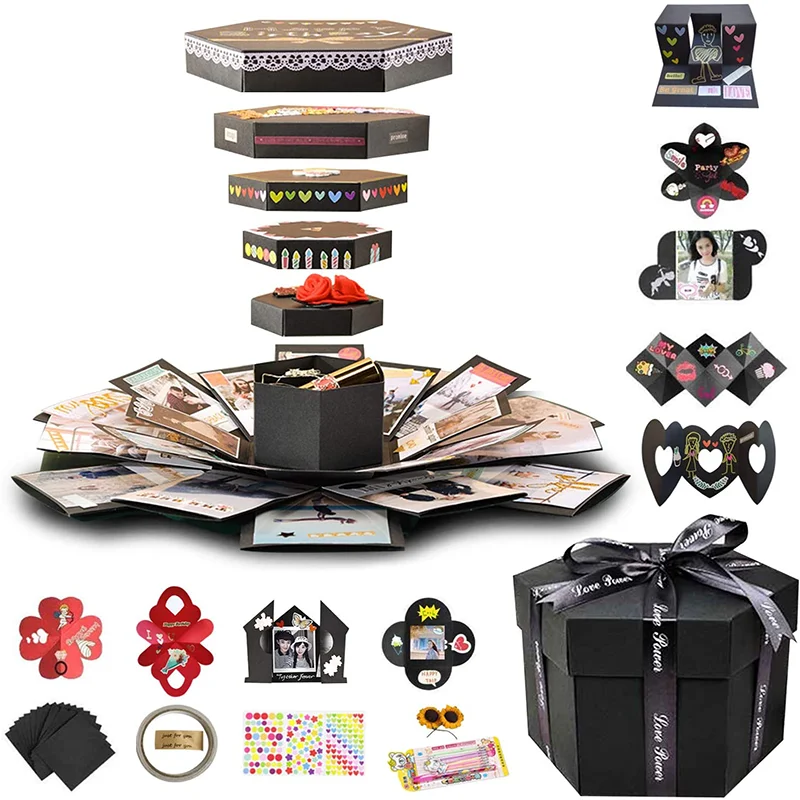 DIY Explosion Box Creative DIY Handmade Surprise Explosion Gift Box  Photo Album Gift Box for Birthday