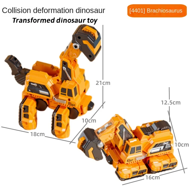 Inertial Cross-Border Impact Transformation Model Plastic Dinosaur Toy with Collision Deformation for Unisex Wholesale Car Type