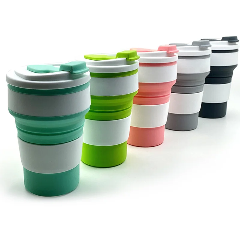 Foldable Tea Cup Mug Eco Friendly Cafe Tool Reusable Portable Fit Travel Office 350ML Food Grade Silicone Collapsible Coffee Cup