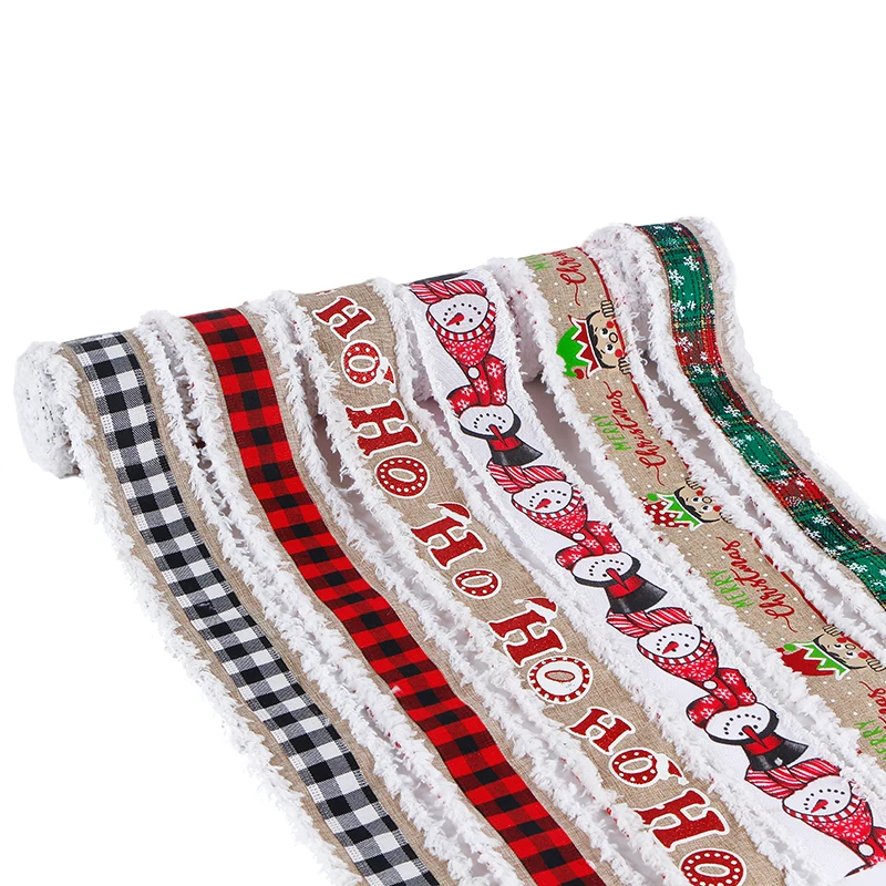 MSD Ribbon Wholesale Christmas Tree Wired Ribbon 2.5 Inch Burlap Ribbon for DIY Wreaths Wrapping Crafts Decoration