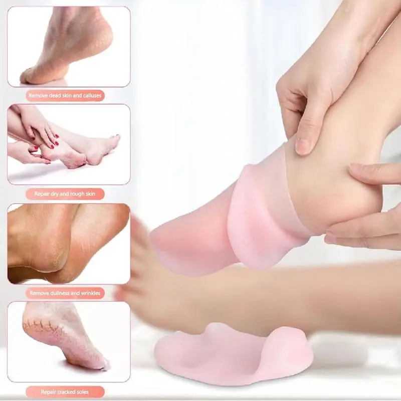 Silicone Moisturizing Socks Softening Dry Cracked Feet Rough Skins & Anti Slip Aloe Socks for Dry Cracked Feet Women