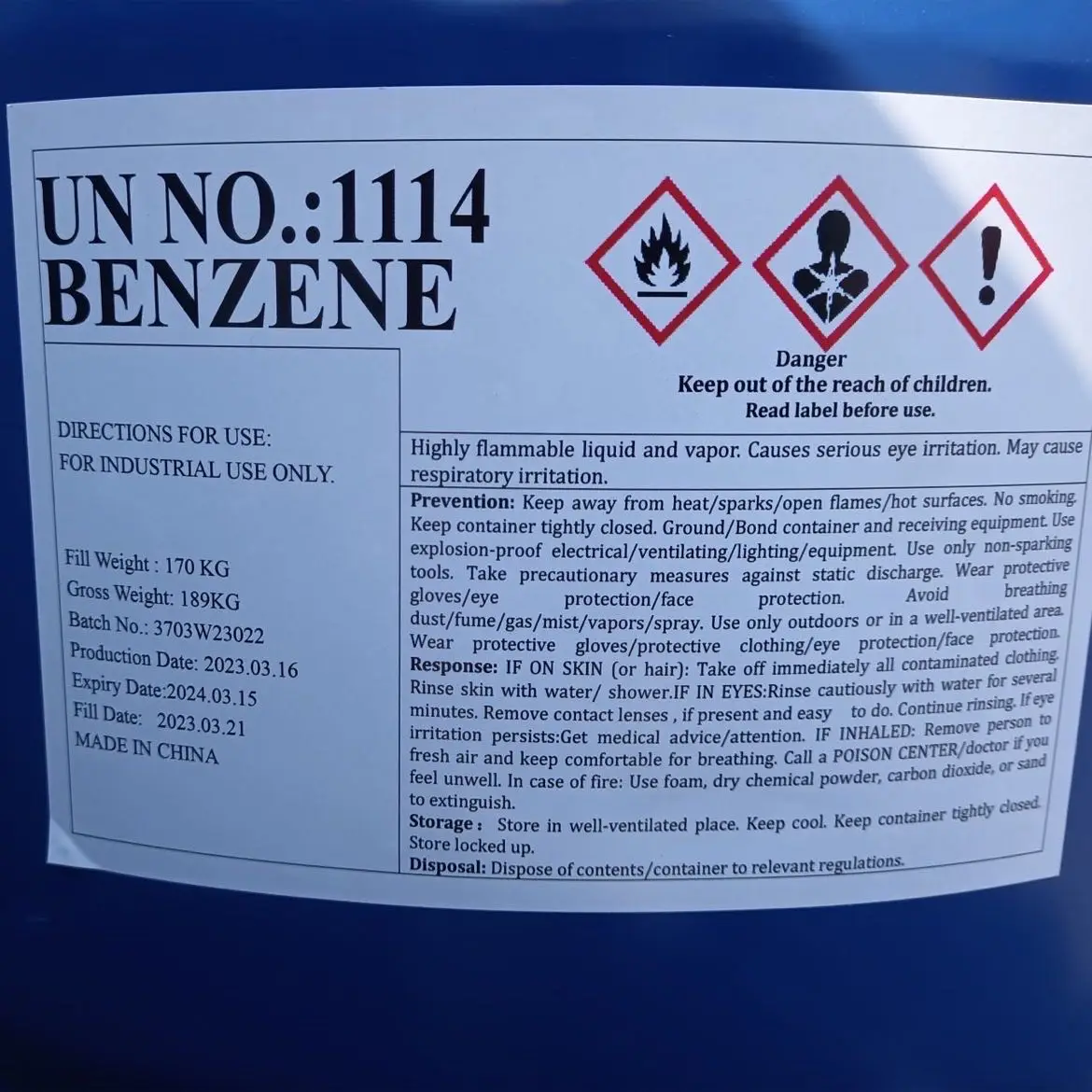 china factory supply pure Benzene  benzol liquid C6H6 cas 71-43-2  for sale