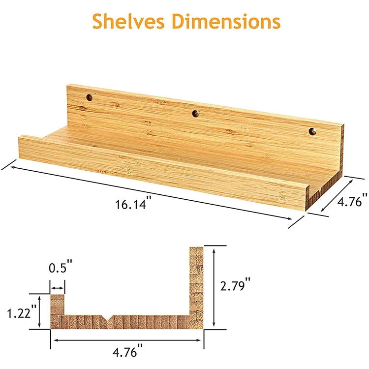  2 piece set of wall-mounted bamboo storage shelf wall display corner for bedroom living room bathroom