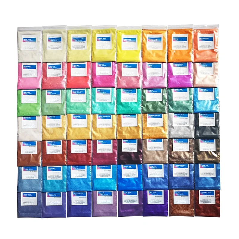 
56 colors mica pearl pigment powder for Epoxy Resin, soap, bath bomb, eye shadow, nail gel 10g/color 