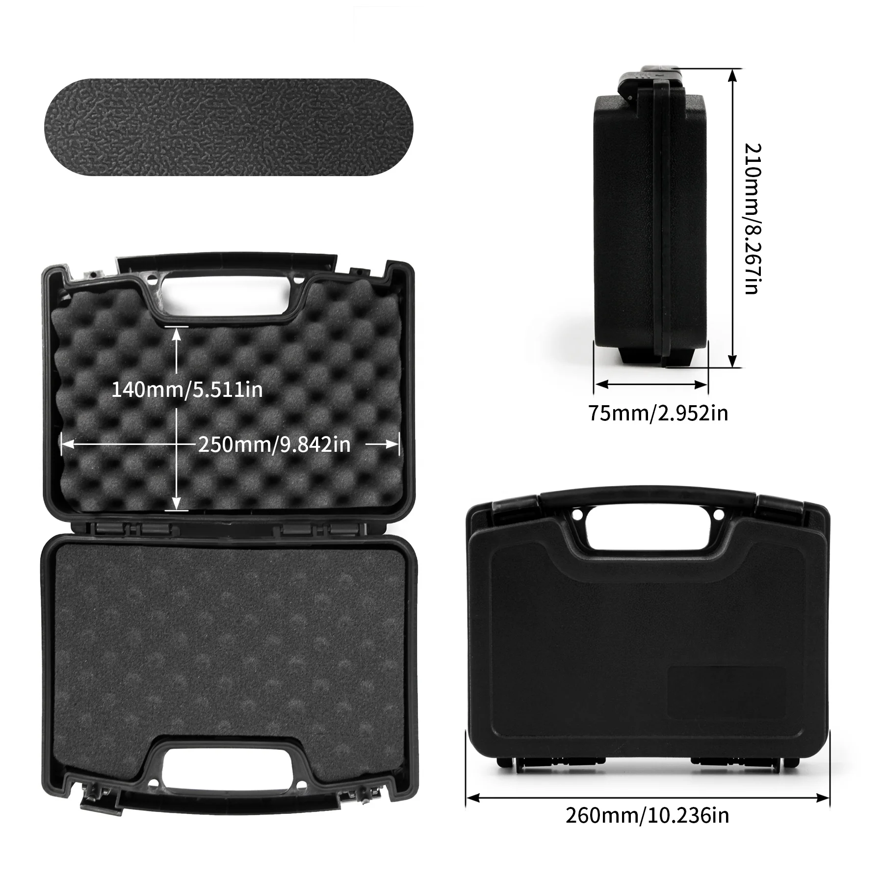 Light-weight PP Compact Gun Storage Case with Foam for Handguns Equipment Plastic Carrying Case Tool Box