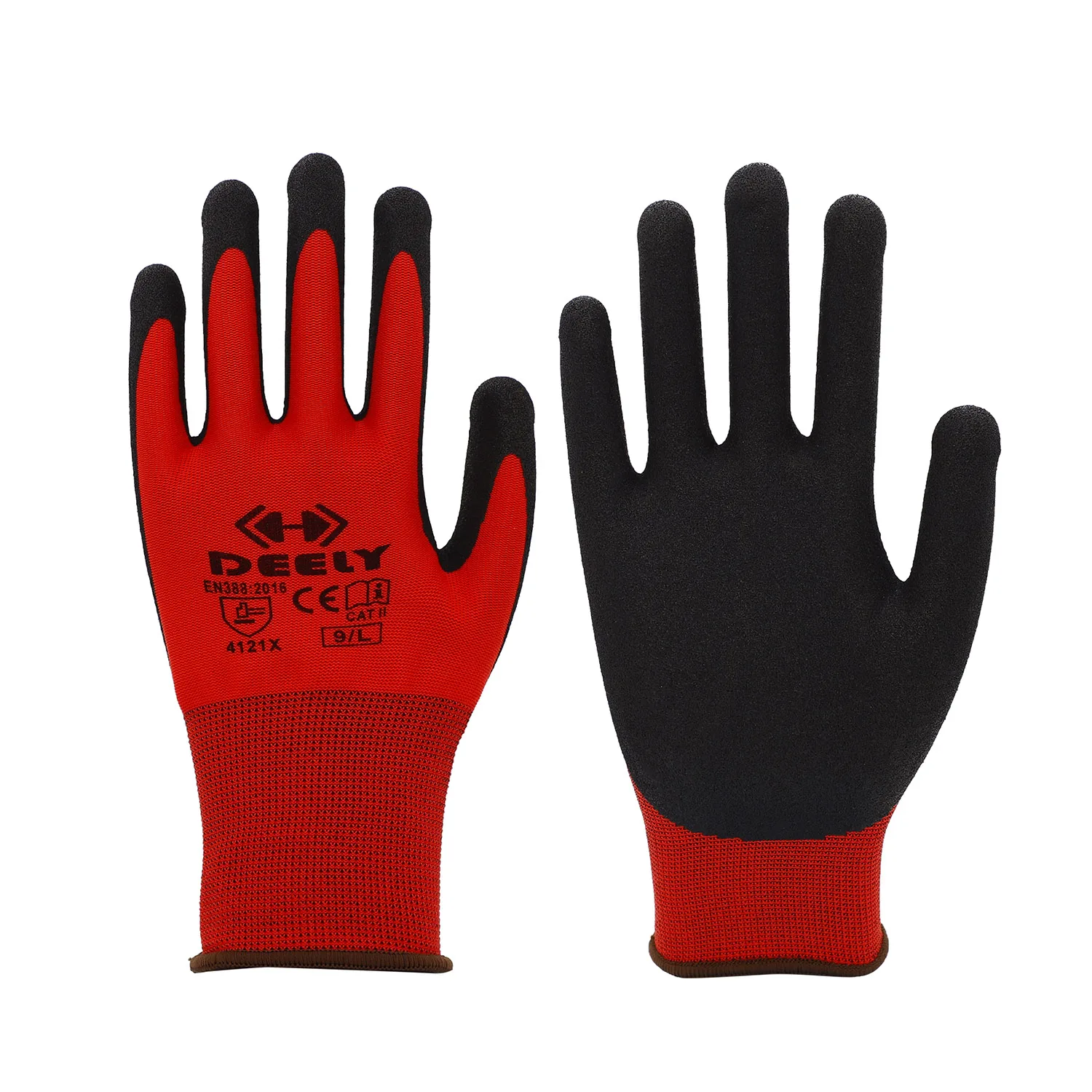 EN388 Polyester/Nylon Knitting Sandy Nitrile Coating NBR Gloves