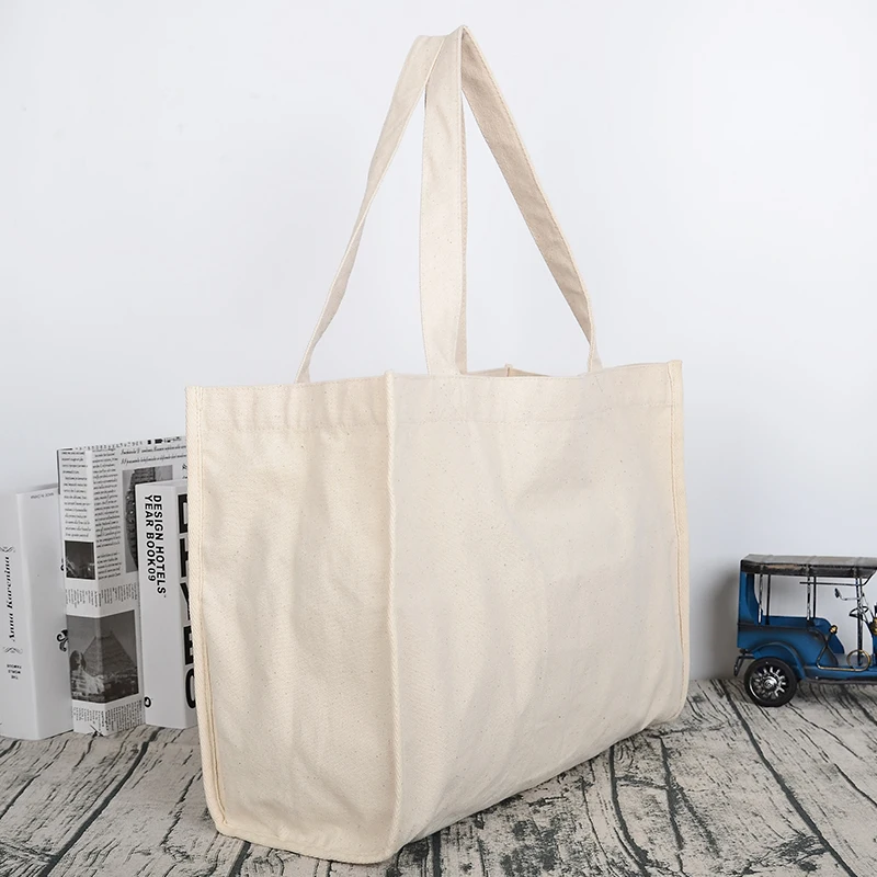 Customized Wholesale Cotton Fabric Calico Bag Heavy Canvas Tote Bag Foldable Shopping Bags