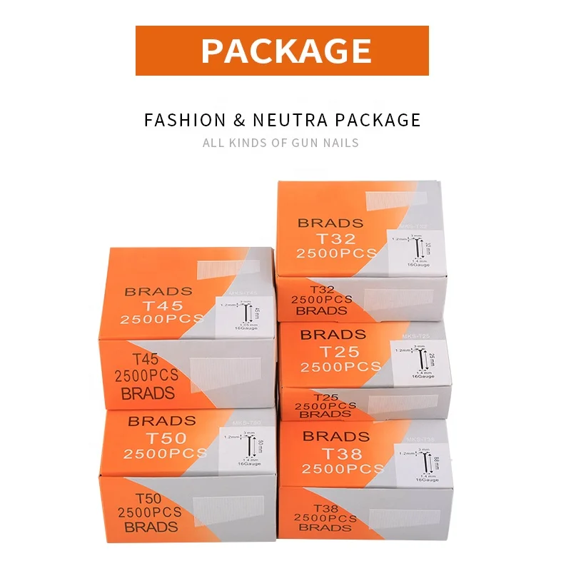 
XINYI T brad nail 16 gauge wooden nail for upholstery furniture T20 T25 T30 T32 T35 T38 T40 T45 T50 T57 T64 