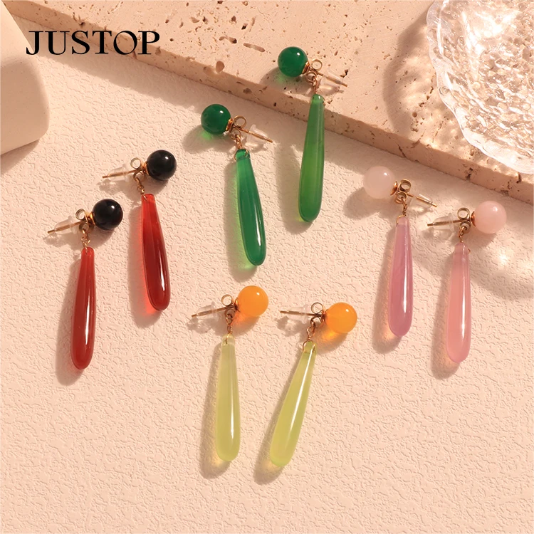 National Style Water Drop Pendant Earrings Mid-Ancient Earrings Look Fairer Slimming New Chinese Style Red Earrings