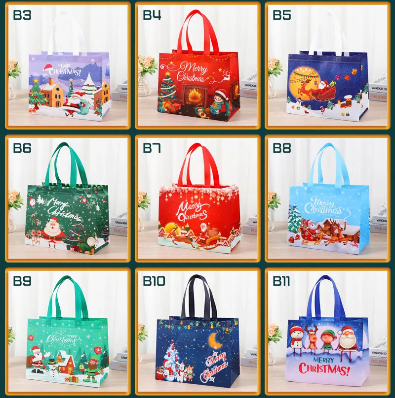 Custom Christmas Grocery Gift Bag Handmade Cheap Plain Promotional Pp Non Woven Tote Bag For Supermarket