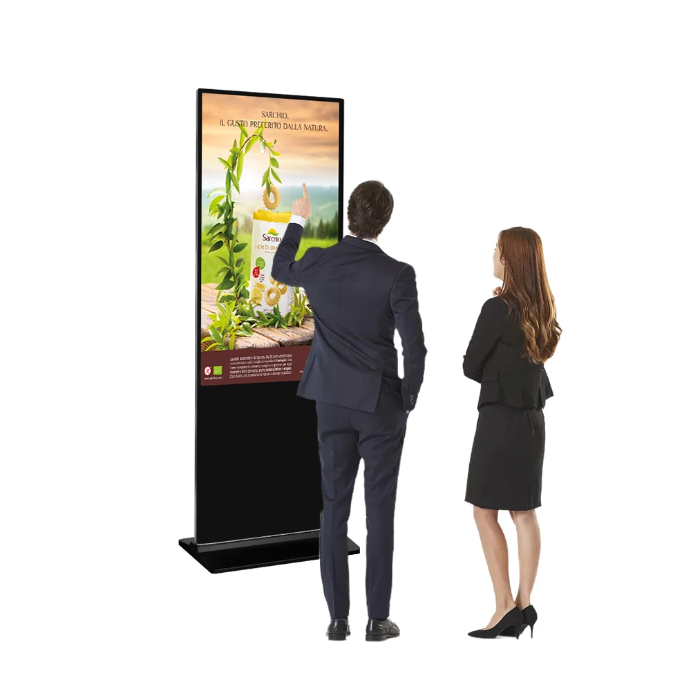 Indoor Stand 43inch LCD Totem Kiosk High Brightness self service queue management system touch screen digital signage displays