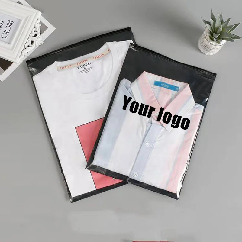 Custom Logo Printing recyclable black Frosted Poly Zipper Bag With Clothing Zip Lock Zipper Bag For Package bags