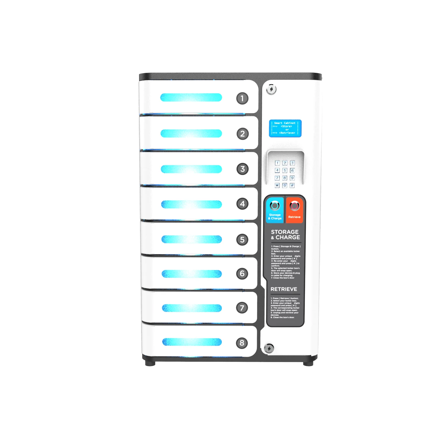 
 Штырьковый шкафчик Y2 Power MIA 8 Bay с автоматической открывающейся системой для общественных мест, зарядный шкаф для школы, библиотеки, кафе  