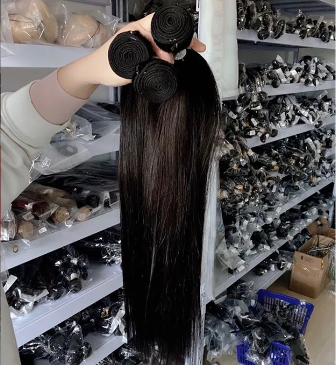 Malaysian Straight Human Hair100% Human Hair Extensions Natural Black Sunlight Remy Hair Weave Bundles 1/3/4 bundle with closure
