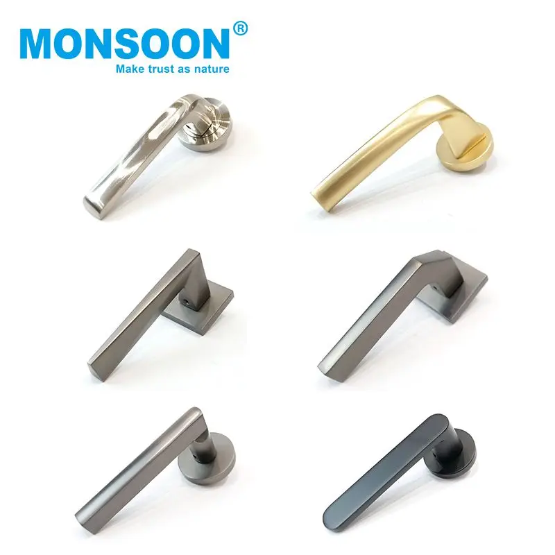 wholesale external brass zinc plated apartment wooden pull handle door handles with key lock