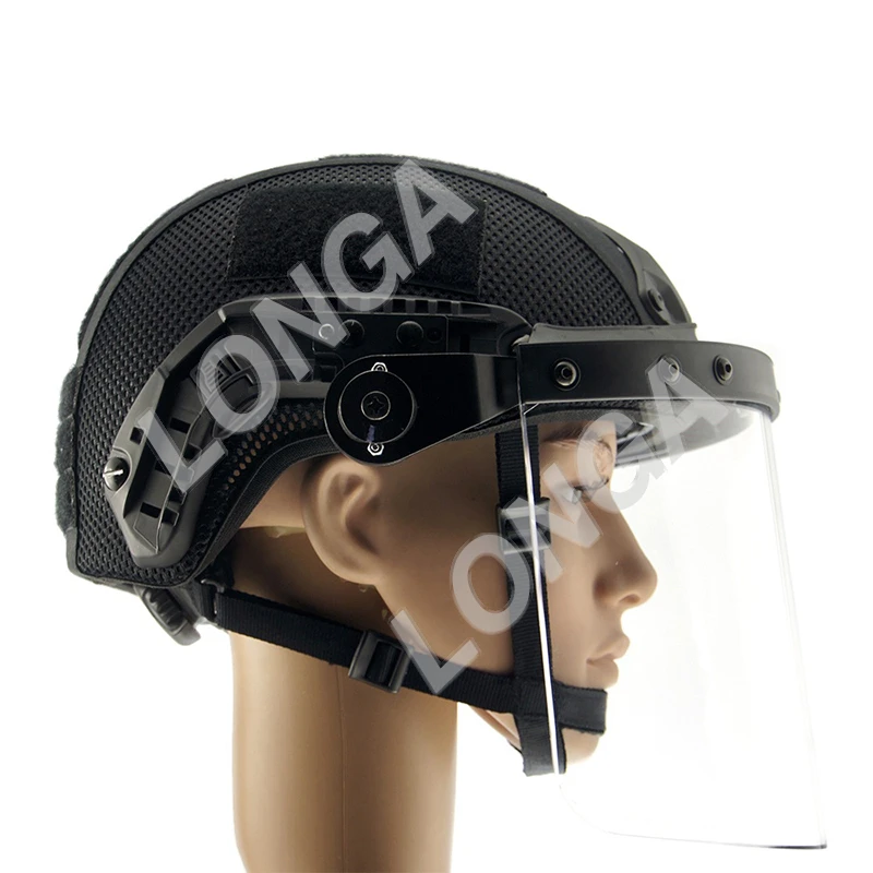 Tactical military security protective ballistic helmet with visor