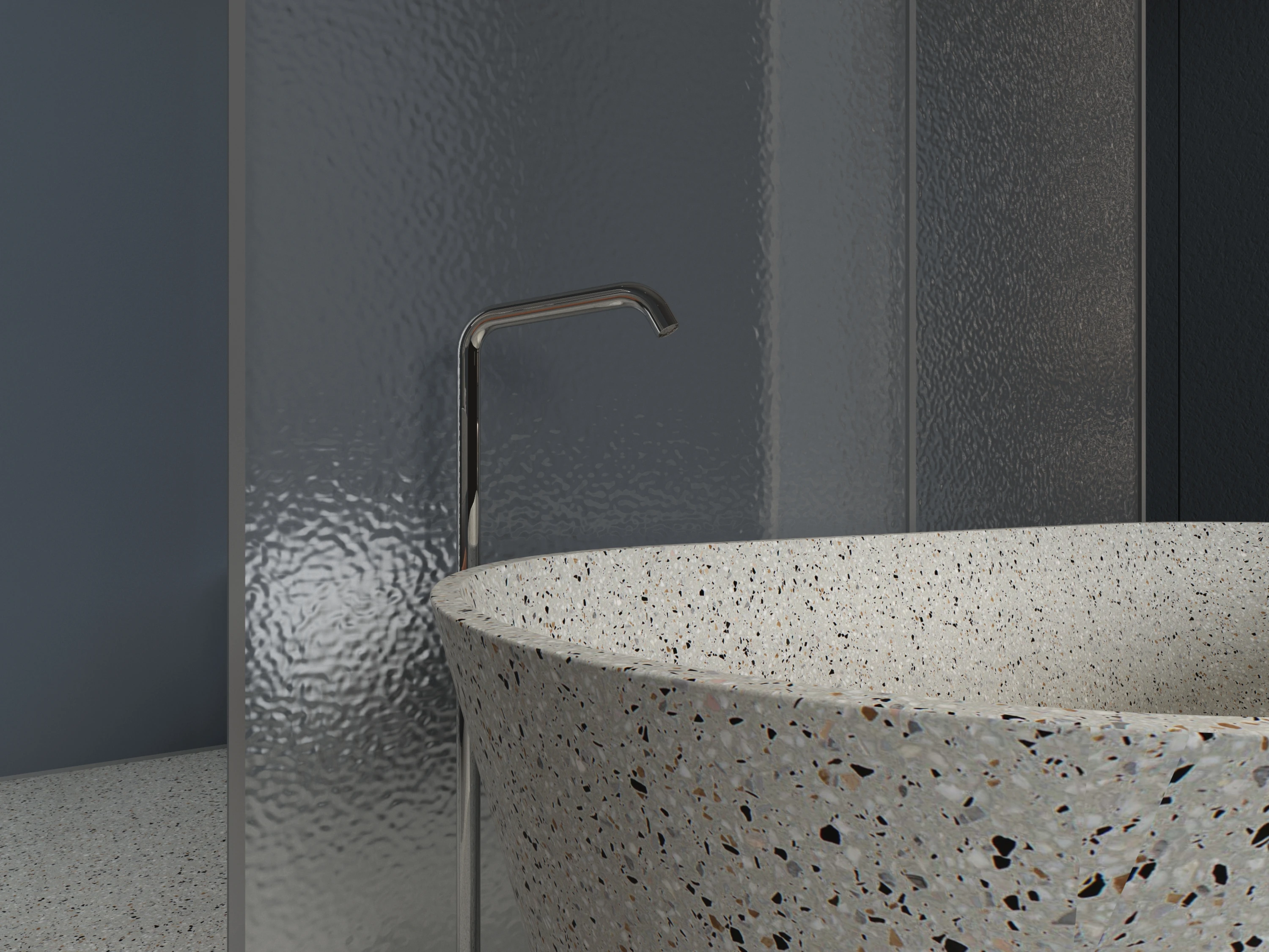 MY006 Luxury Bathroom Decorative Natural Terrazzo Bathtub New Design Trapezoidal Bathtub For Bathroom