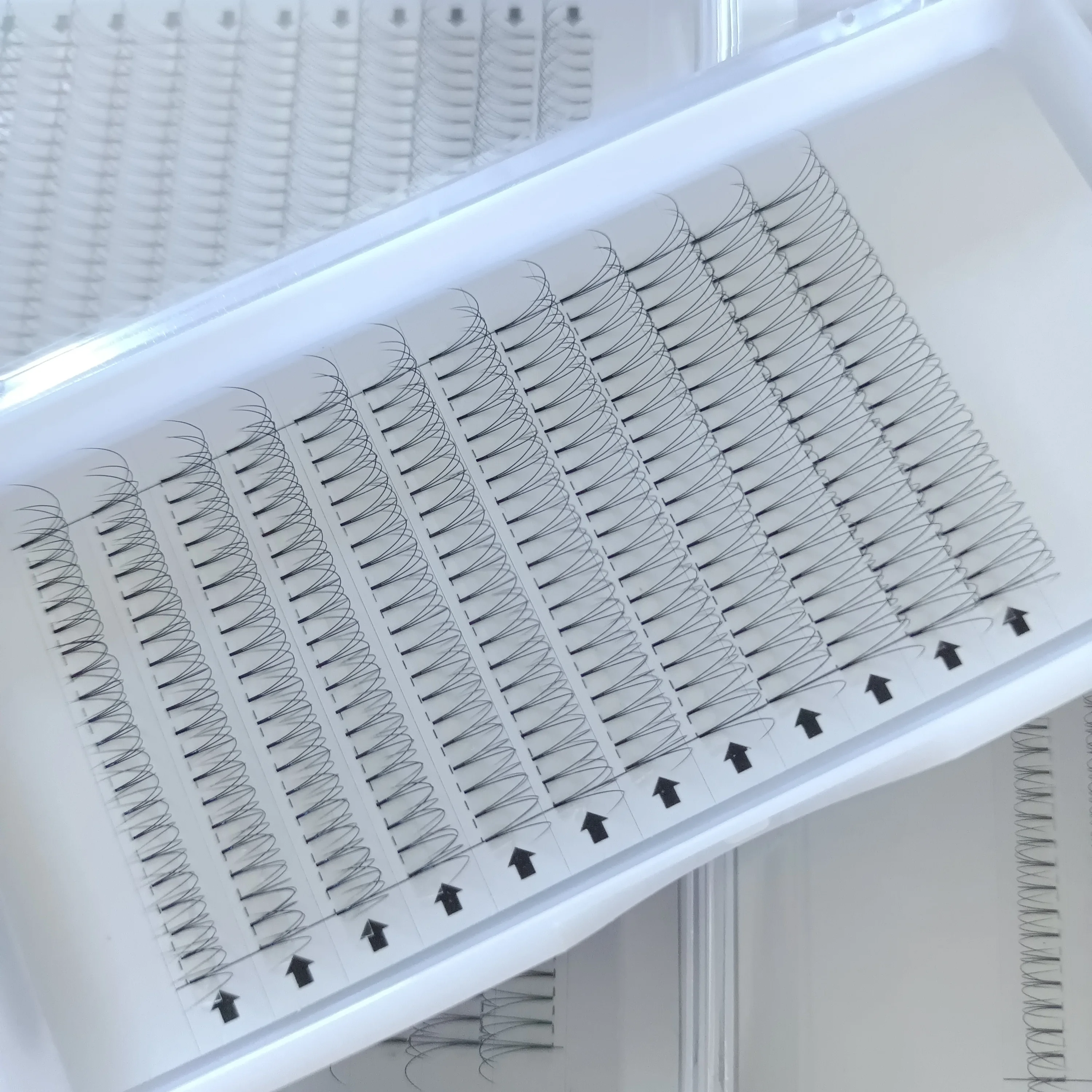 best selling products soft custom luxury faux mink false eyelashes korean pbt fiber premade 3d fans eyelashes