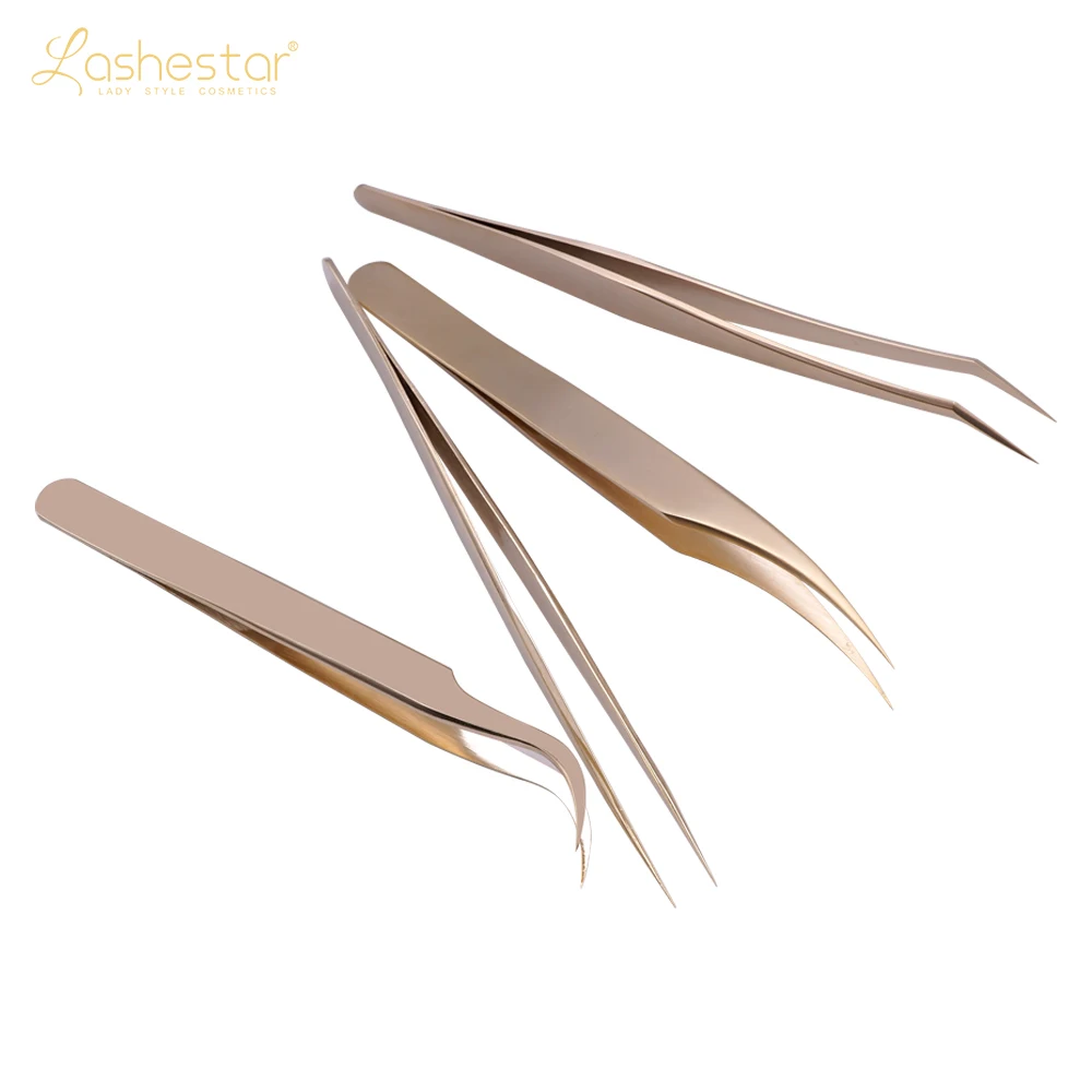 Lashestar Eyelash Extension Tweezers Makeup Stainless Steel Non-magnetic False Eyelash Tweezers OEM