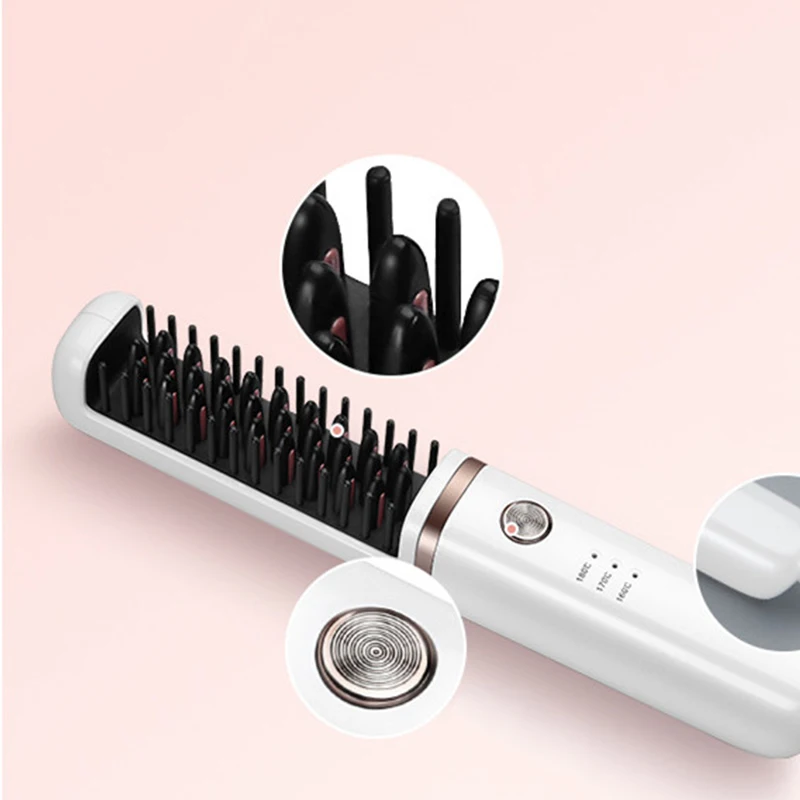 Top quality electric hair straightener curling comb wireless hair straight comb hot comb hair